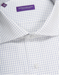 Patrick Hellmann Collection White Shirt With Small Blue Squares Pattern thumbnail 2